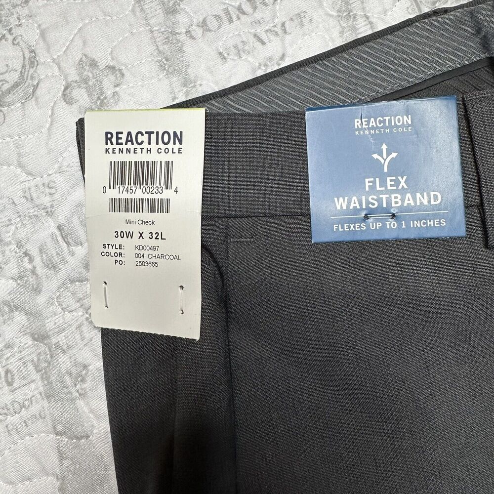 Kenneth Cole STRETCH MICRO CHECK MODERN FIT TECHNI-COLE DRESS PANT 30W 32L - Picture 2 of 12